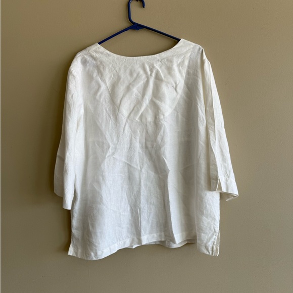 Coldwater Creek White Linen Blend Top - Picture 2 of 5